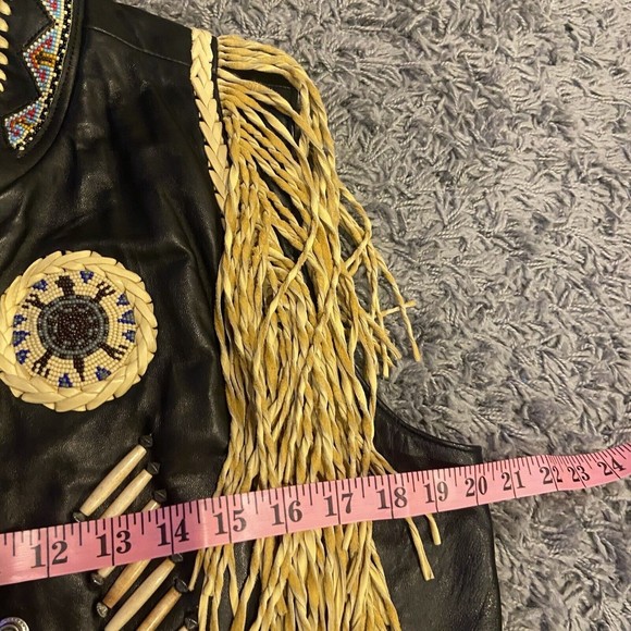 Tribe America NEW Women’s Leather Vest With Fringe Bone Bead Work Made In USA 12 - Picture 12 of 16